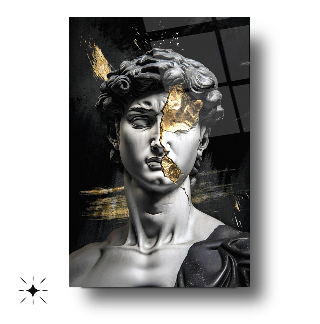 Gold Detaylı Heykel Cam Tablo