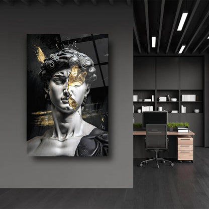 Gold Detaylı Heykel Cam Tablo