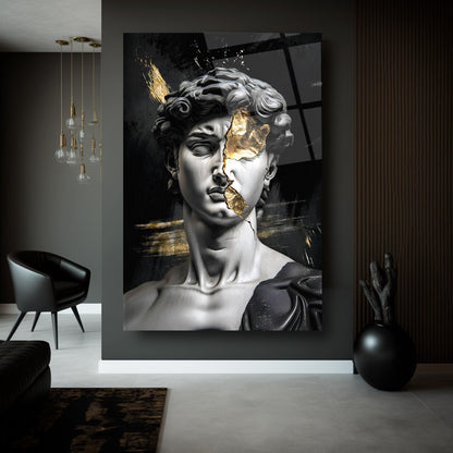 Gold Detaylı Heykel Cam Tablo