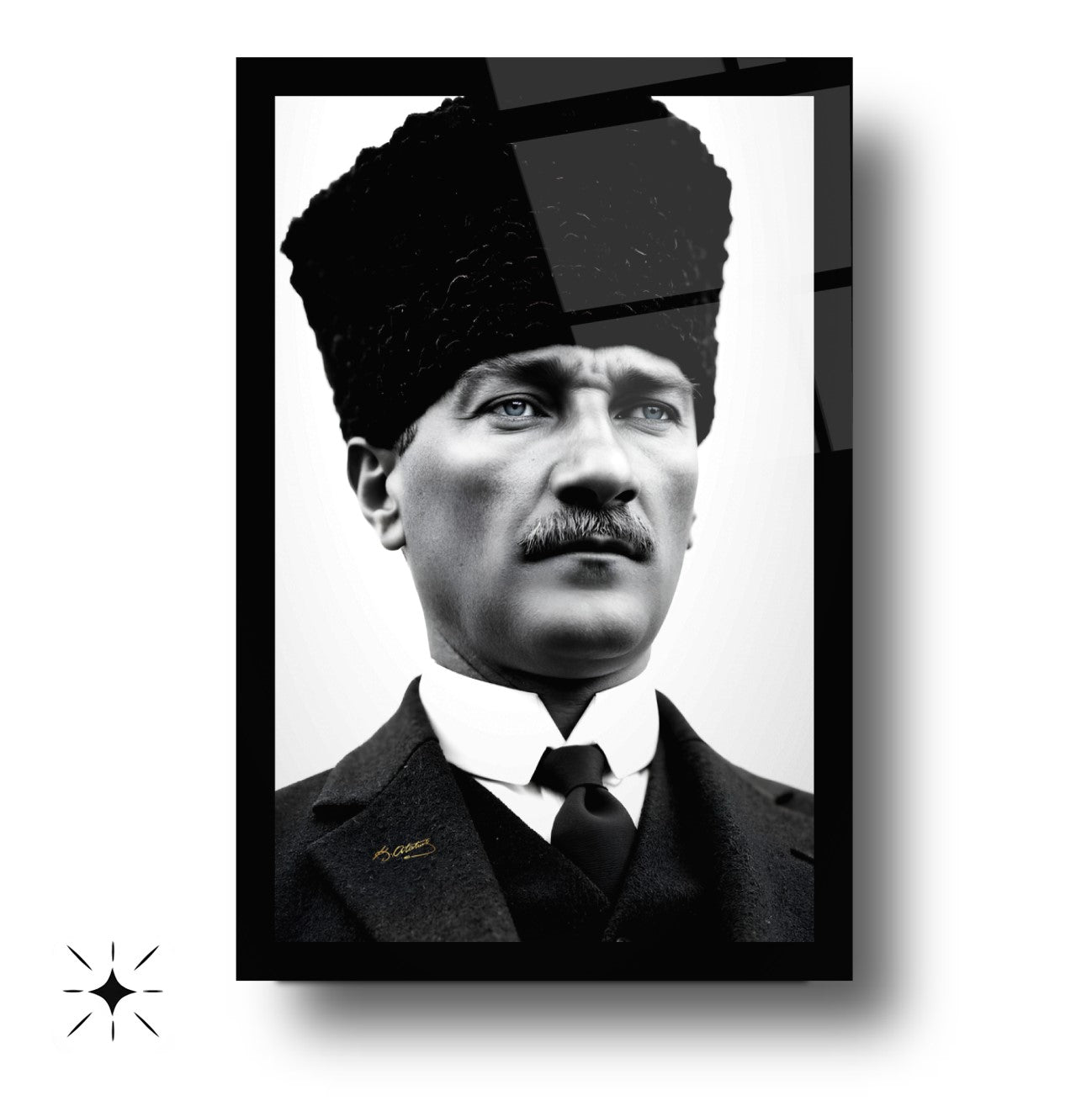 Kalpaklı Atatürk Cam Tablo