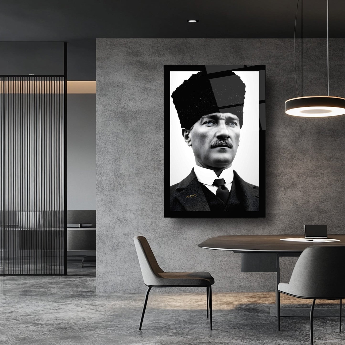 Kalpaklı Atatürk Cam Tablo