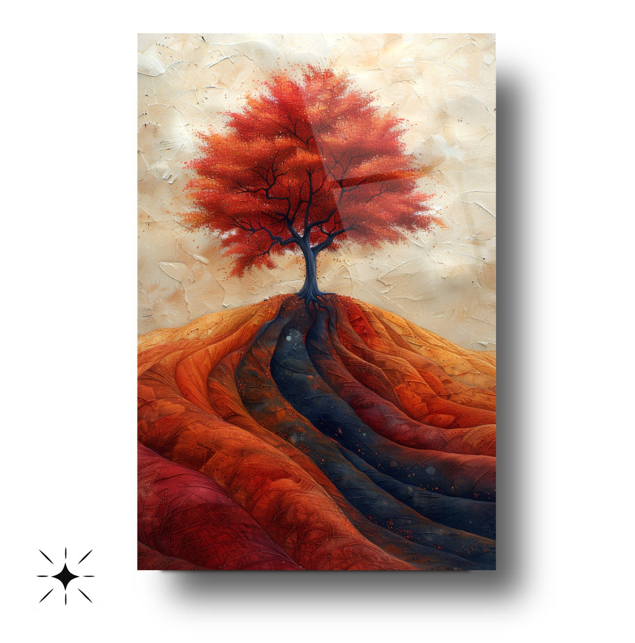 Sonbahar Renkli Ağaç Manzarası Cam Tablo