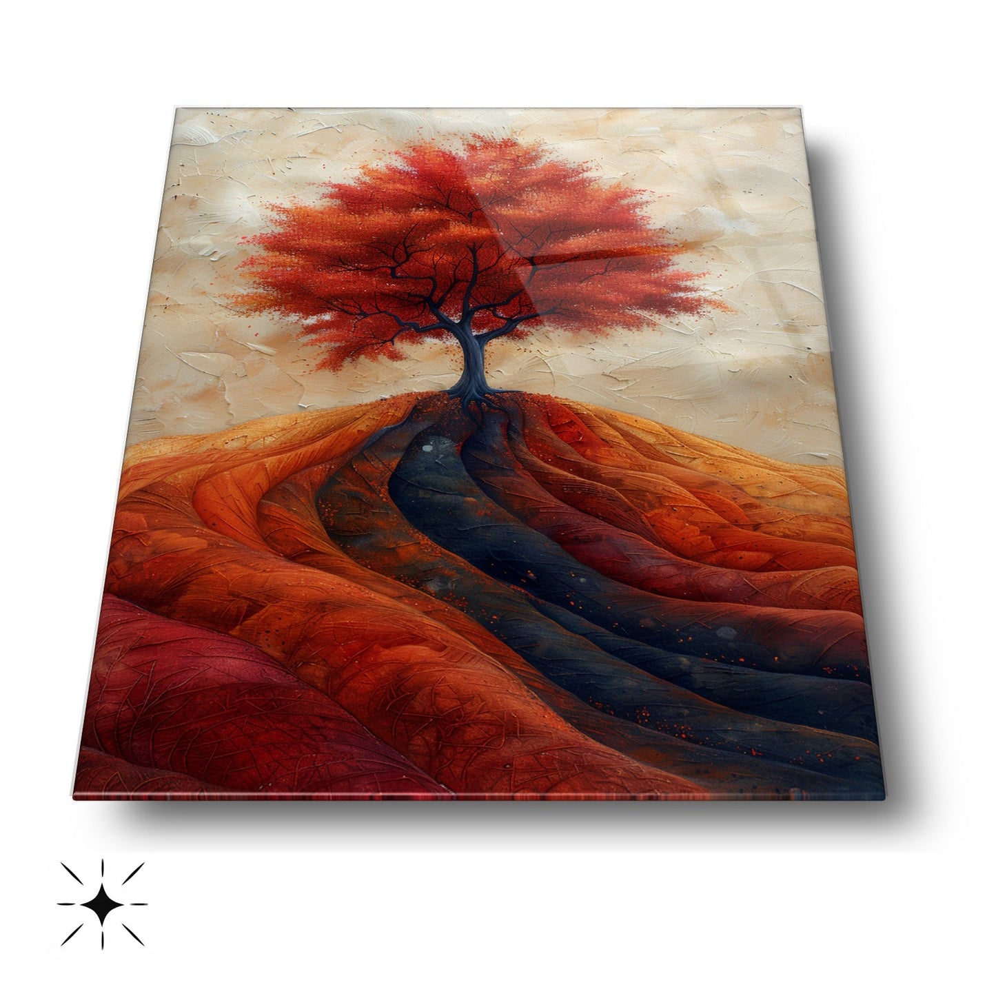 Sonbahar Renkli Ağaç Manzarası Cam Tablo