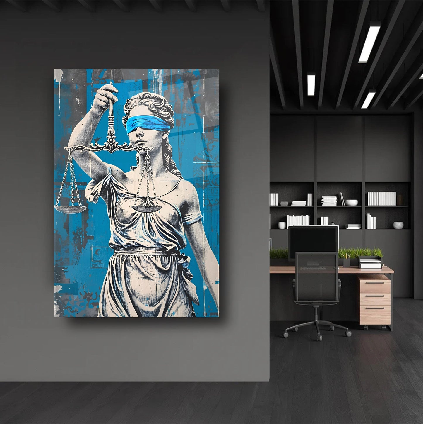 Themis Adalet Heykeli Cam Tablo