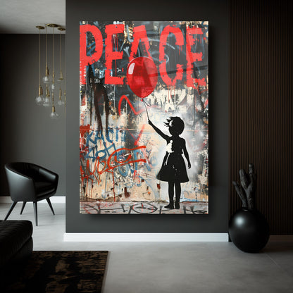 Peace Barış Temalı Cam Tablo