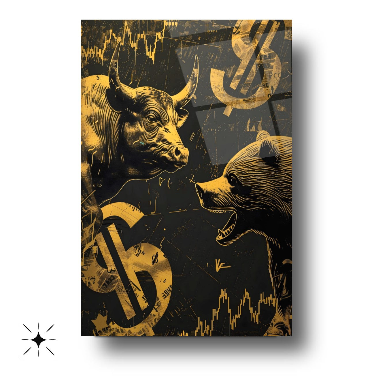 Boğa ve Ayı Borsa Temalı Cam Tablo