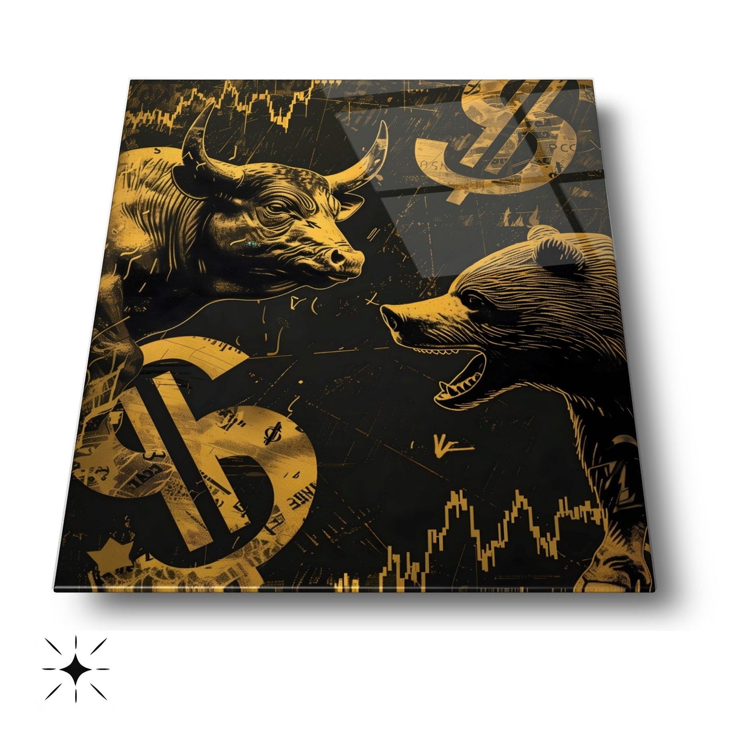 Boğa ve Ayı Borsa Temalı Cam Tablo