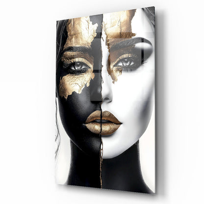 Gold Siyah Detayli Kadın Model Cam Tablo