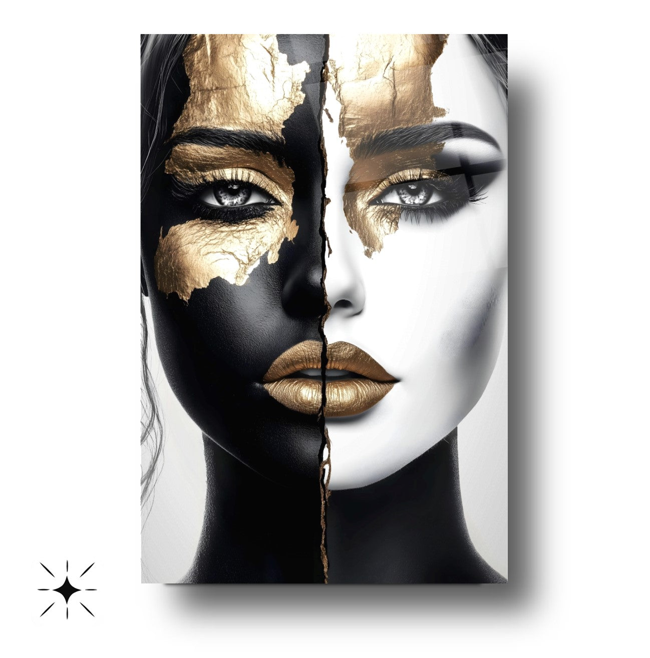 Gold Siyah Detayli Kadın Model Cam Tablo