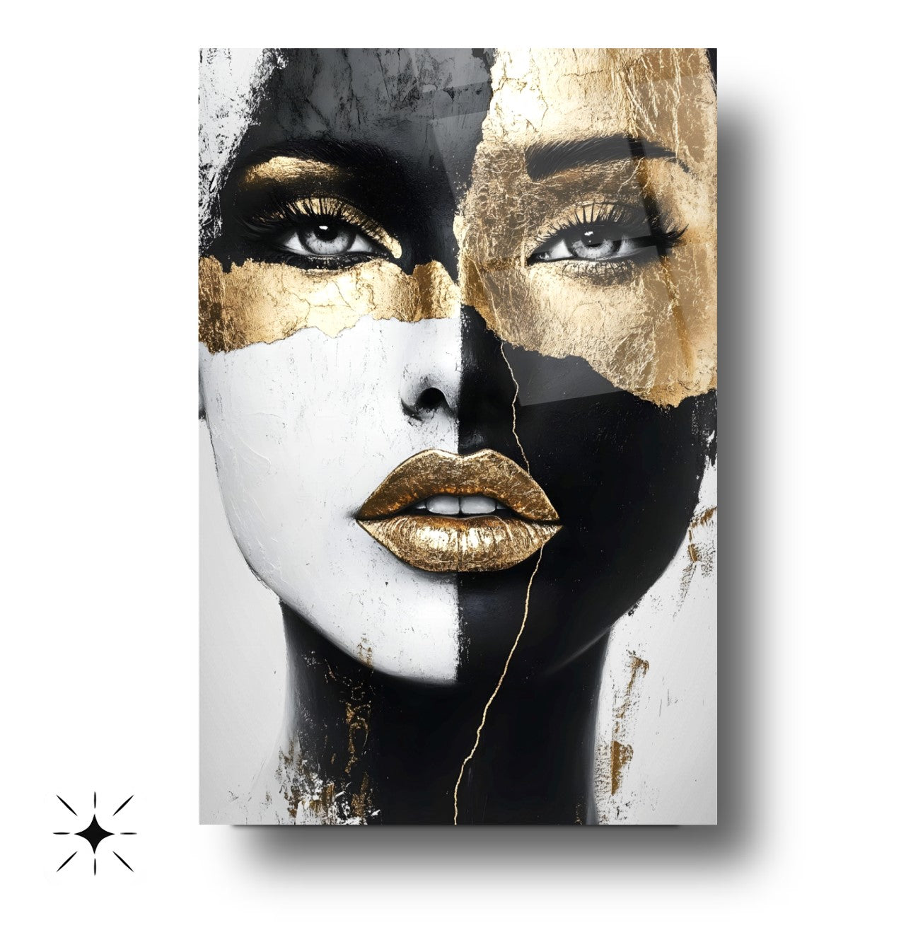 Gold Siyah Detayli Kadın Model Cam Tablo