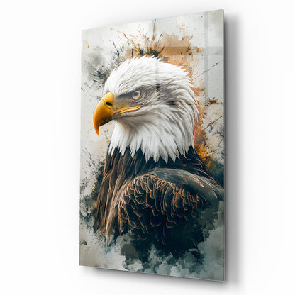 Siyah Beyaz Kartal Cam Tablo
