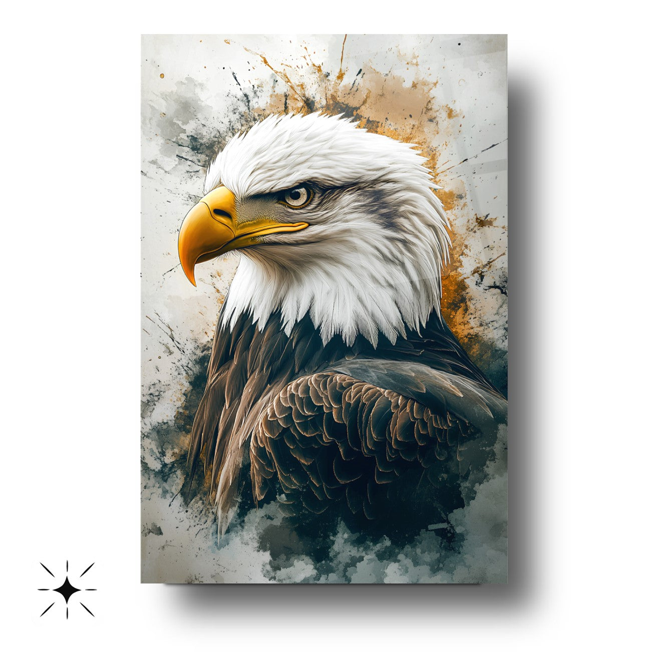 Siyah Beyaz Kartal Cam Tablo