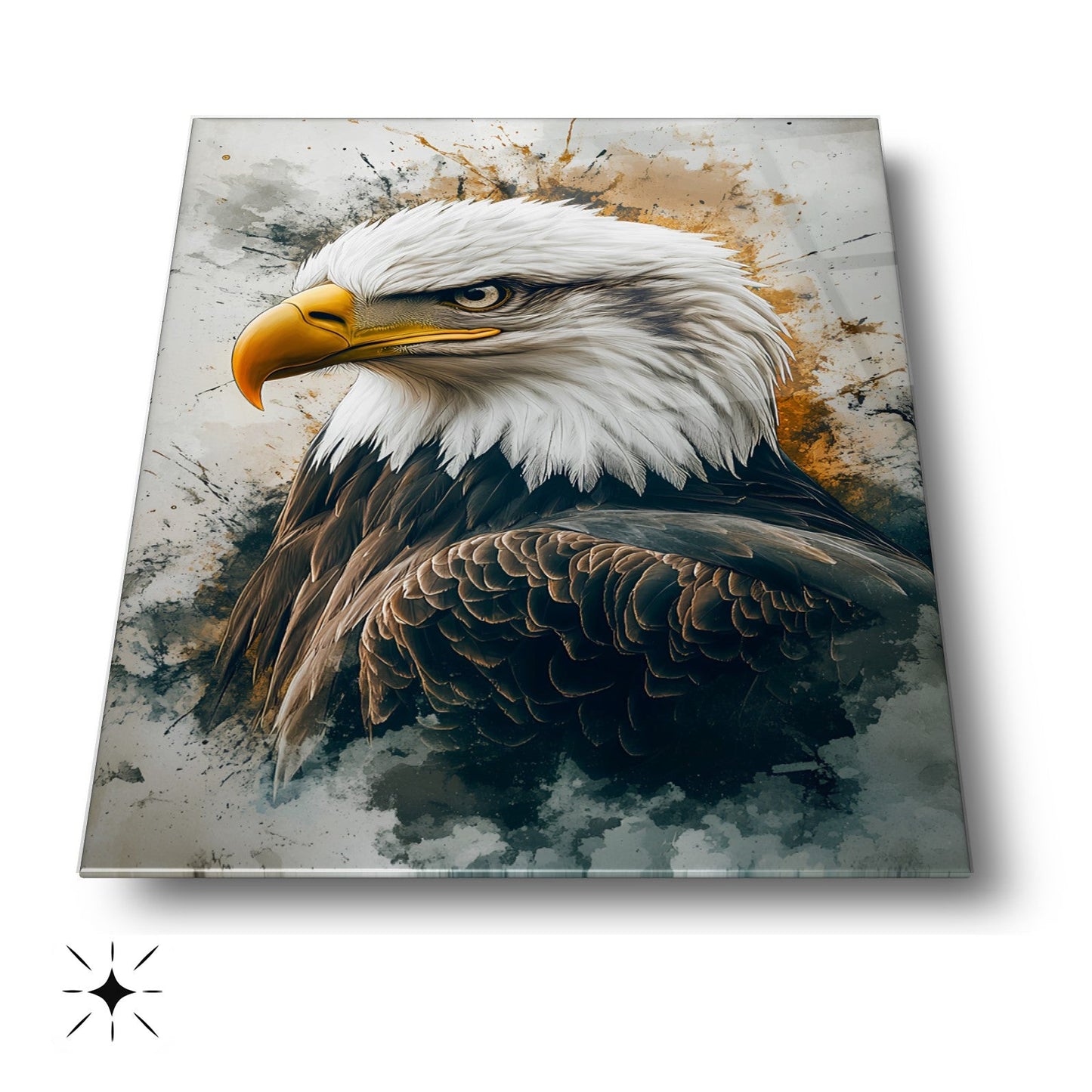 Siyah Beyaz Kartal Cam Tablo