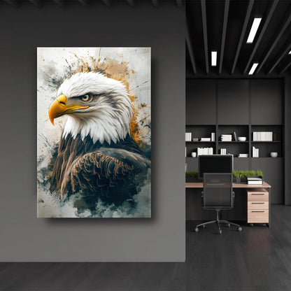 Siyah Beyaz Kartal Cam Tablo