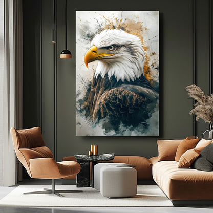 Siyah Beyaz Kartal Cam Tablo