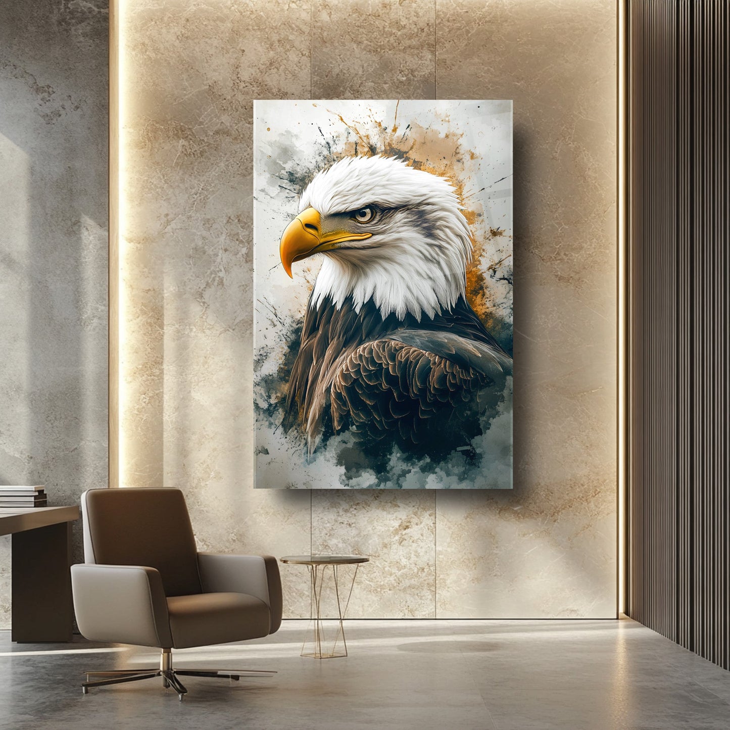 Siyah Beyaz Kartal Cam Tablo