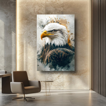 Siyah Beyaz Kartal Cam Tablo