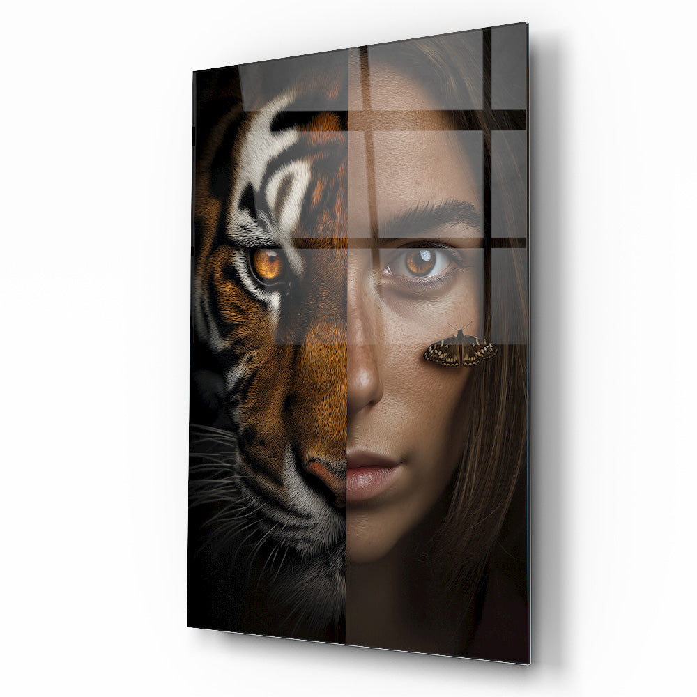 Kız ve Kaplan Cam Tablo