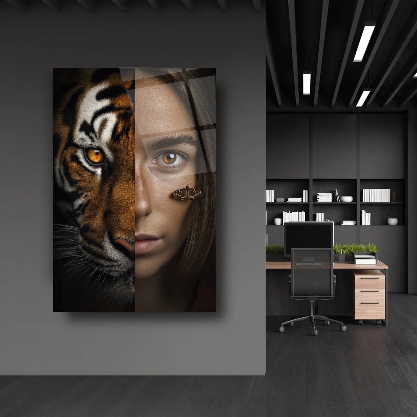 Kız ve Kaplan Cam Tablo