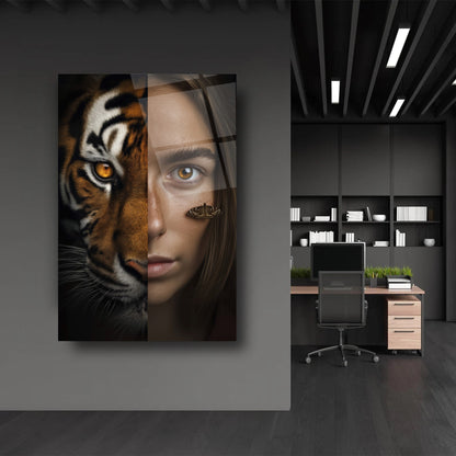 Kız ve Kaplan Cam Tablo