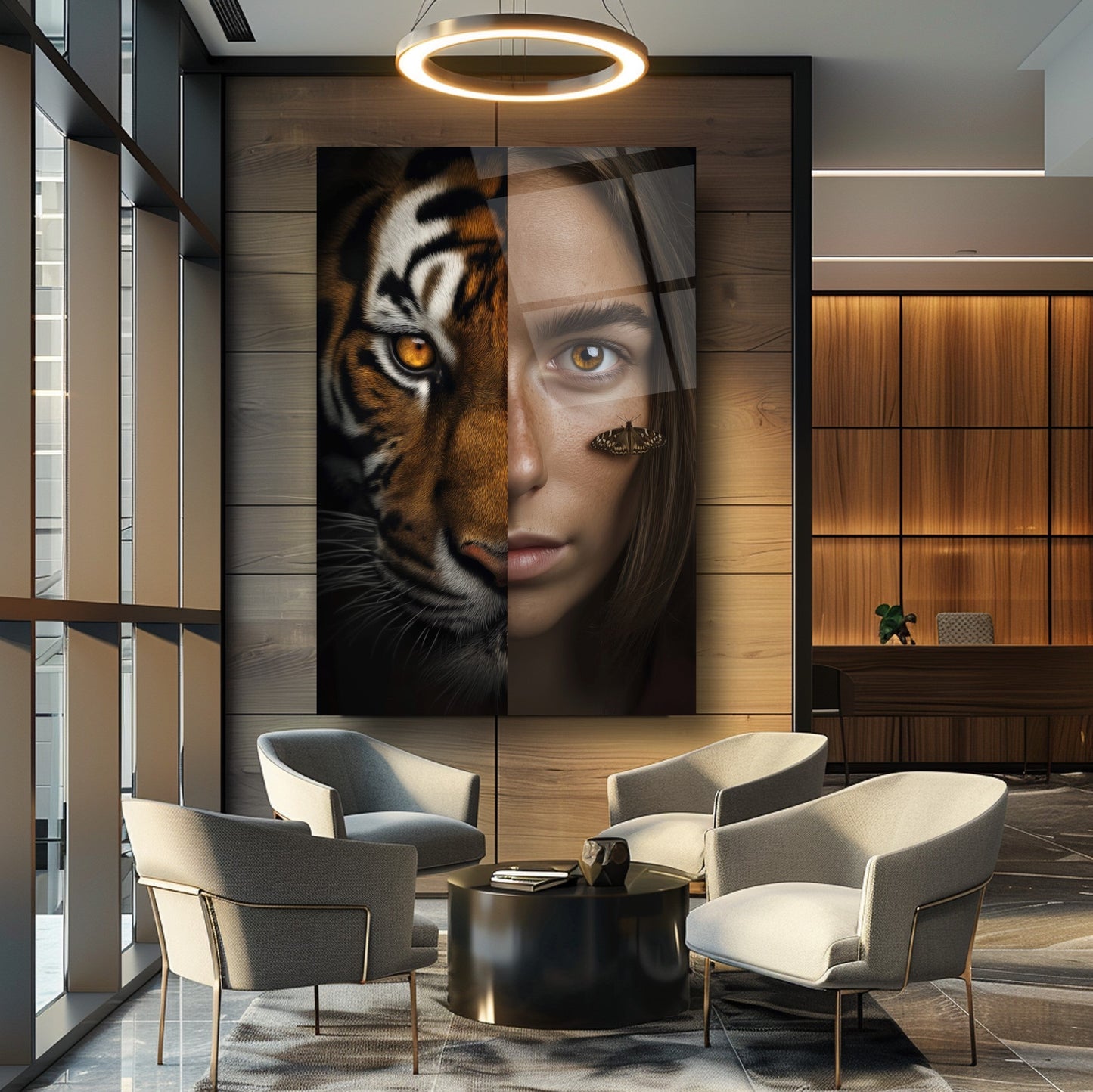 Kız ve Kaplan Cam Tablo