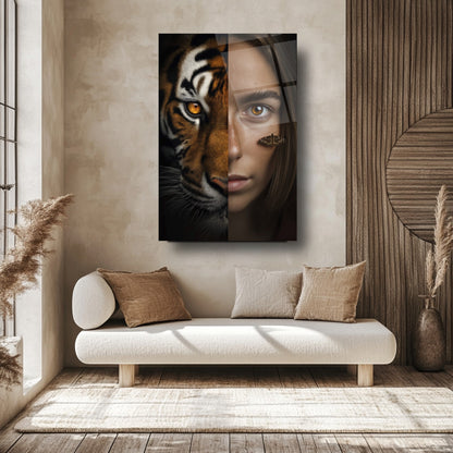 Kız ve Kaplan Cam Tablo