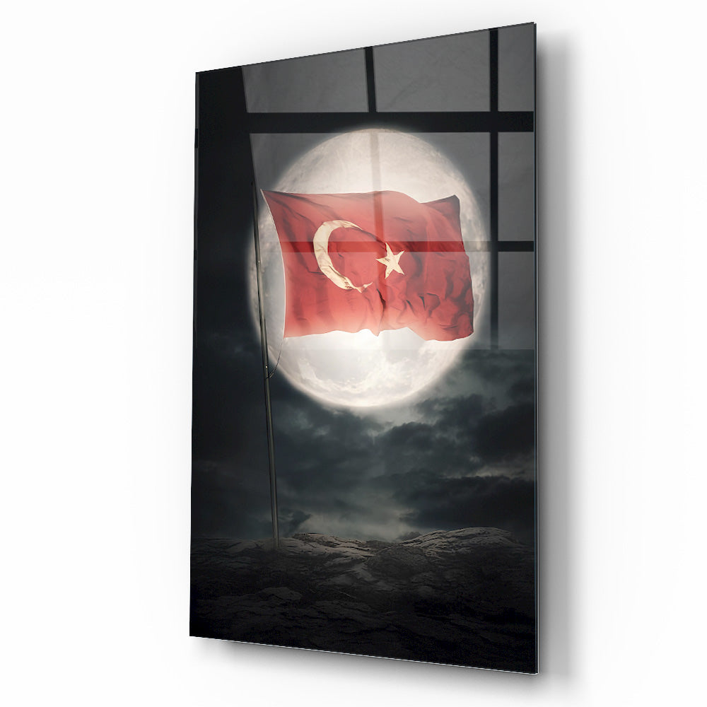 Ay ve Bayrak Cam Tablo