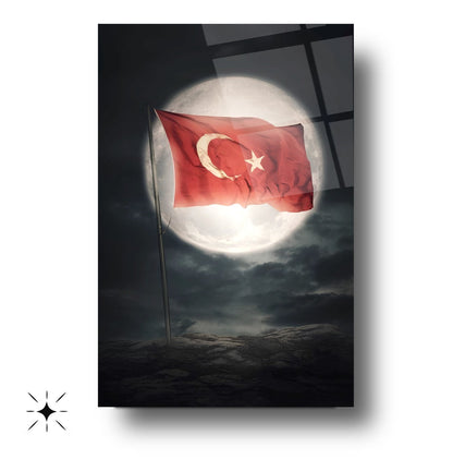 Ay ve Bayrak Cam Tablo