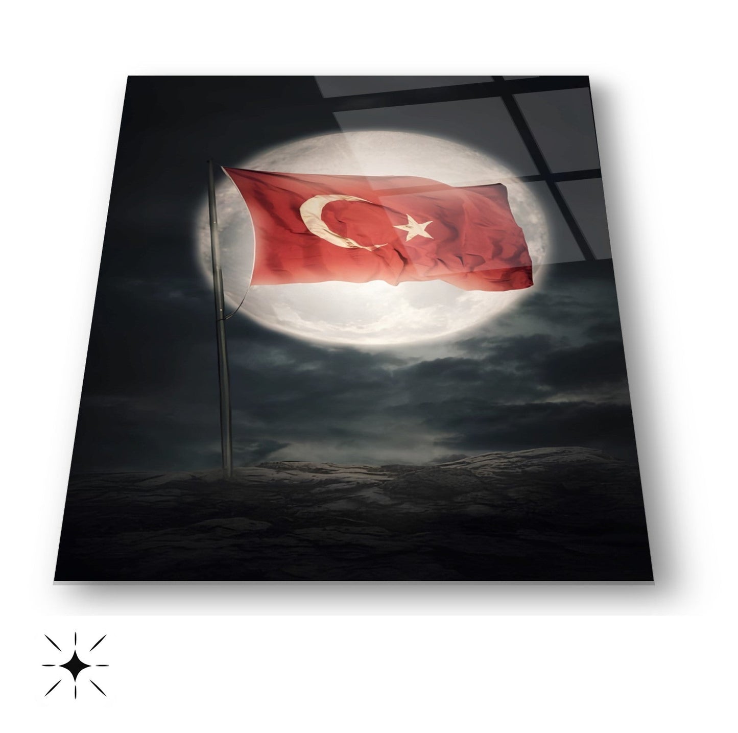 Ay ve Bayrak Cam Tablo