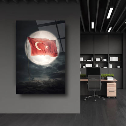 Ay ve Bayrak Cam Tablo