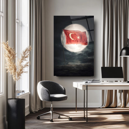 Ay ve Bayrak Cam Tablo