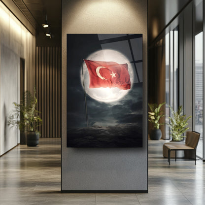 Ay ve Bayrak Cam Tablo