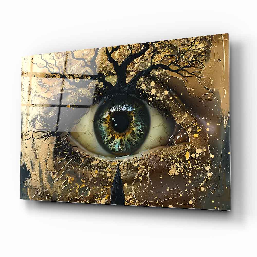 Gold Detaylı Göz Bebeği Cam Tablo