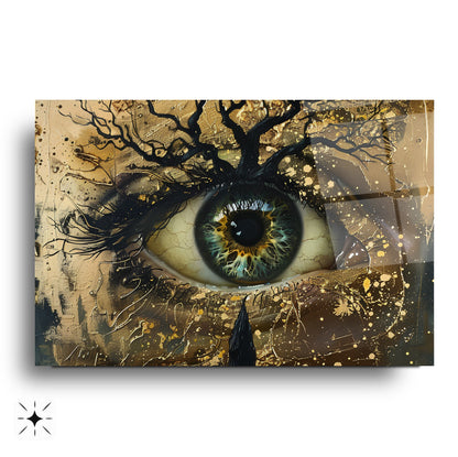 Gold Detaylı Göz Bebeği Cam Tablo