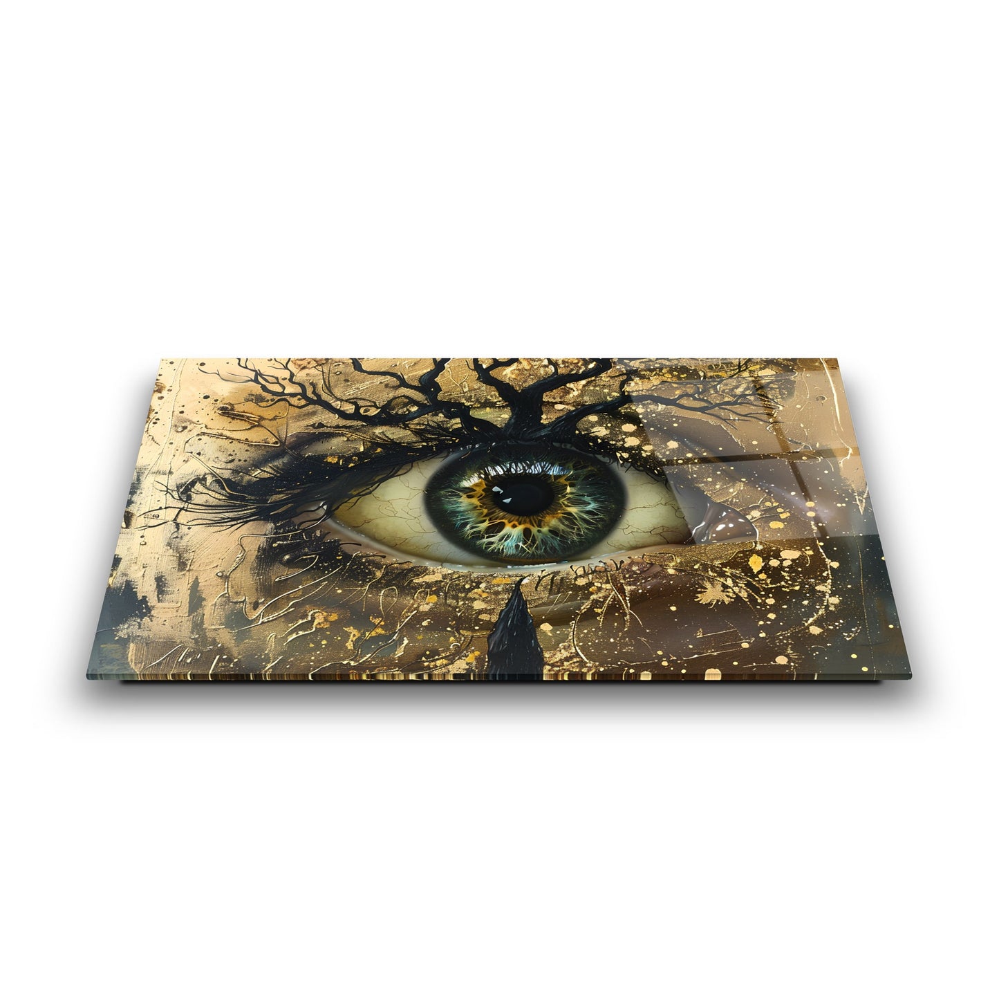 Gold Detaylı Göz Bebeği Cam Tablo