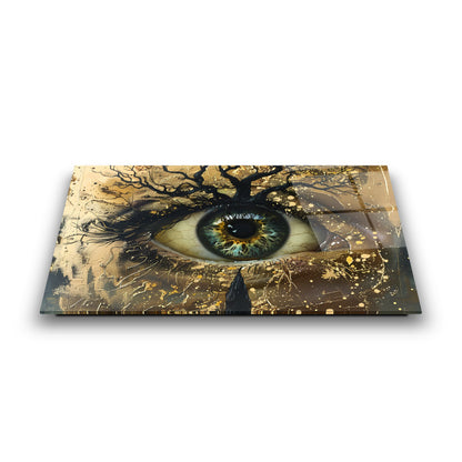 Gold Detaylı Göz Bebeği Cam Tablo