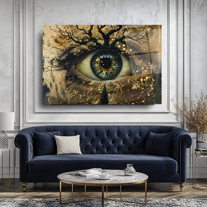 Gold Detaylı Göz Bebeği Cam Tablo
