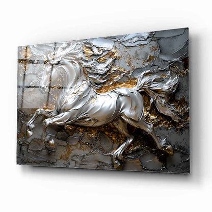Gümüş Detaylı At Cam Tablo