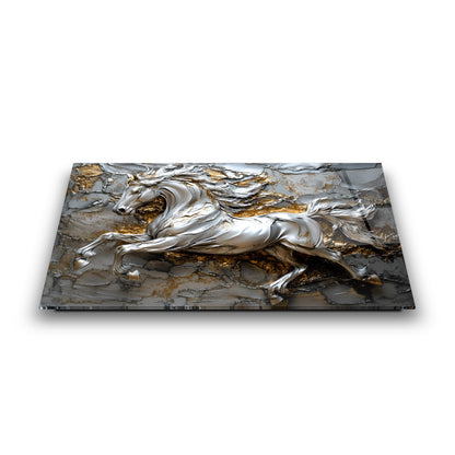 Gümüş Detaylı At Cam Tablo