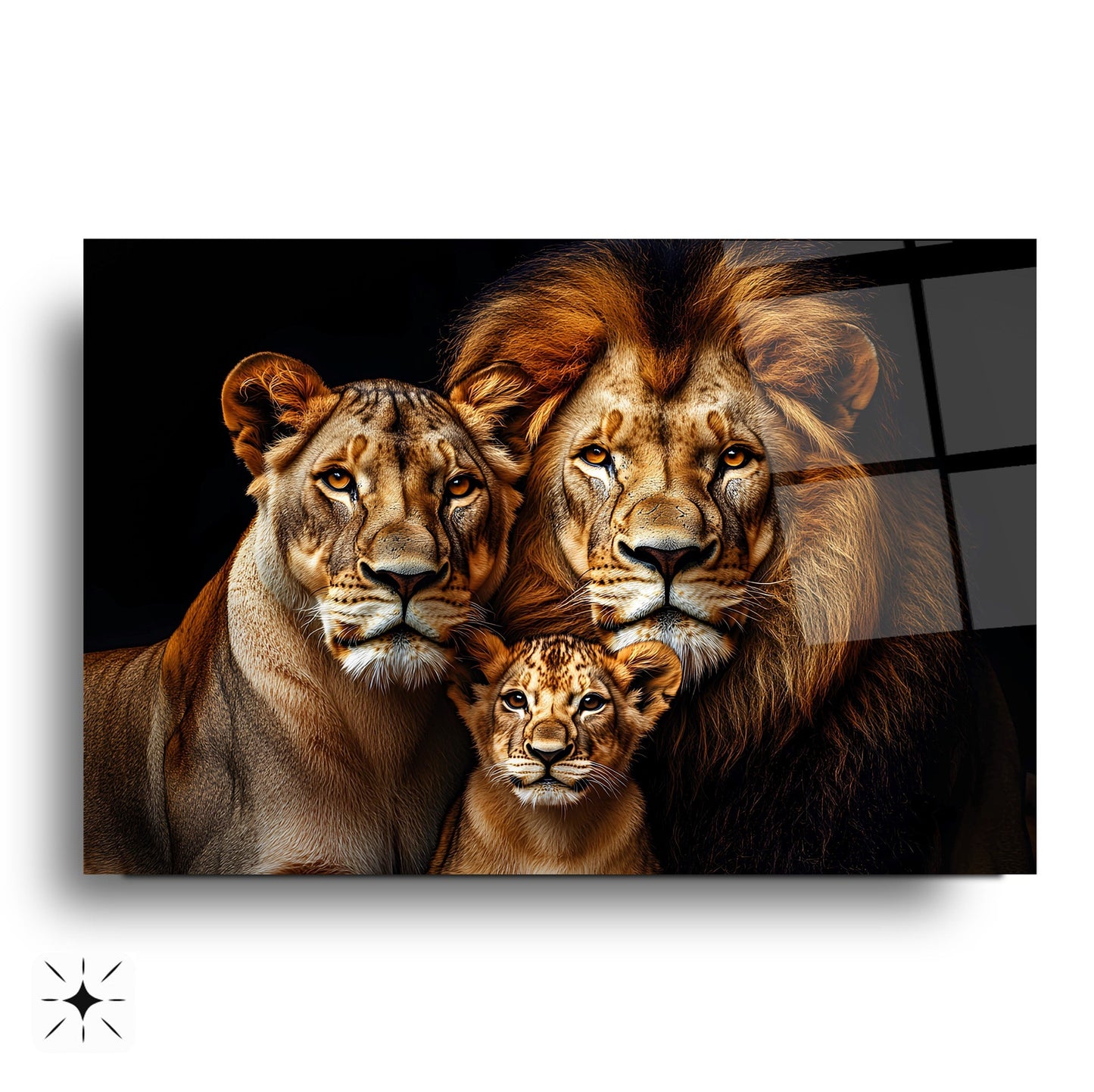 Aslan Ailesi Cam Tablo