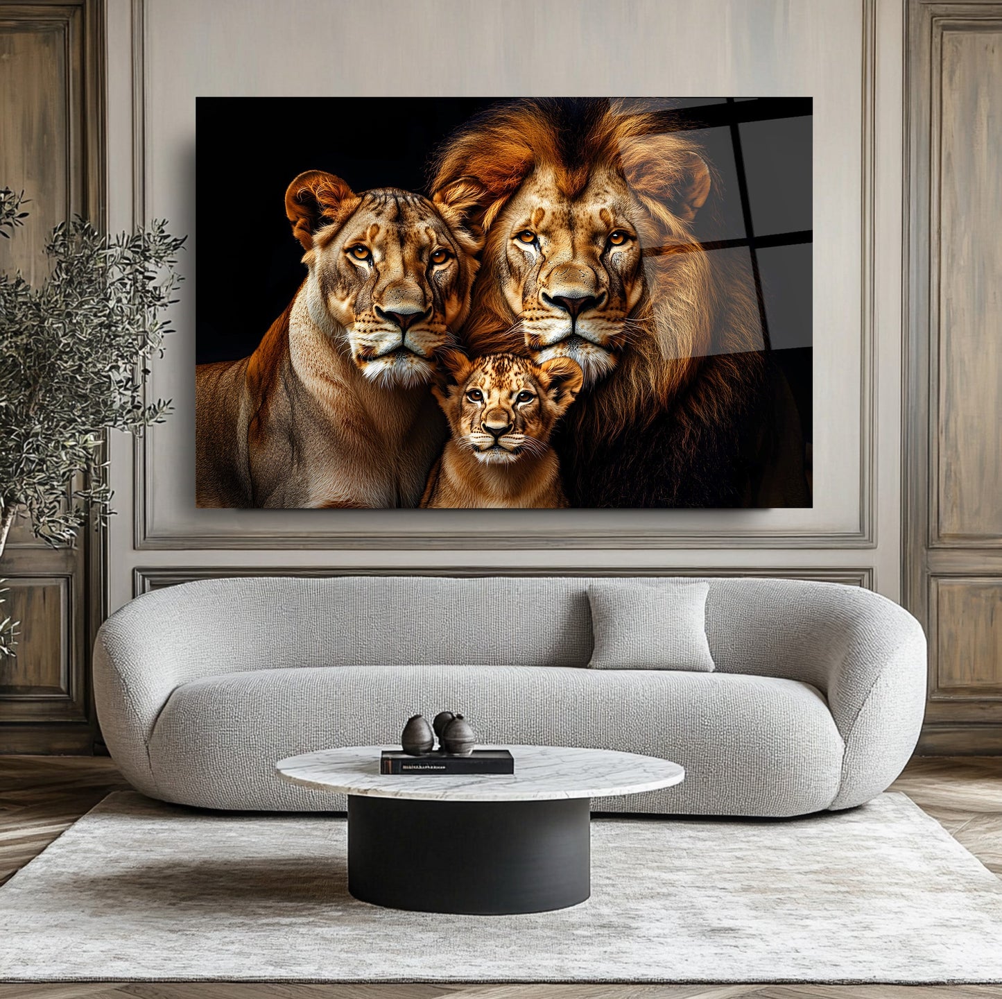 Aslan Ailesi Cam Tablo