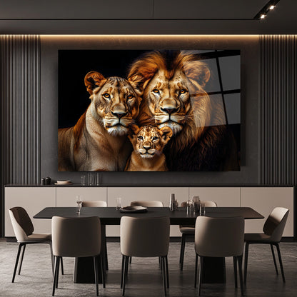 Aslan Ailesi Cam Tablo