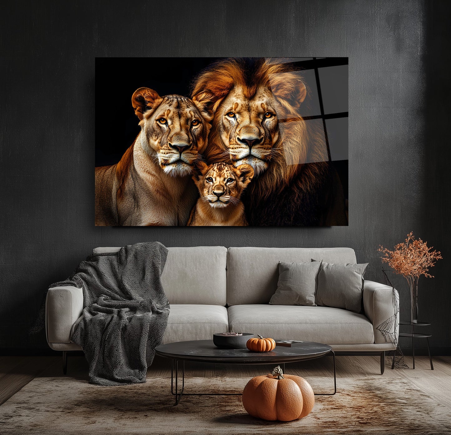 Aslan Ailesi Cam Tablo