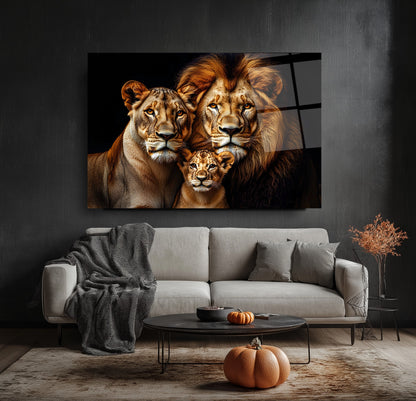 Aslan Ailesi Cam Tablo