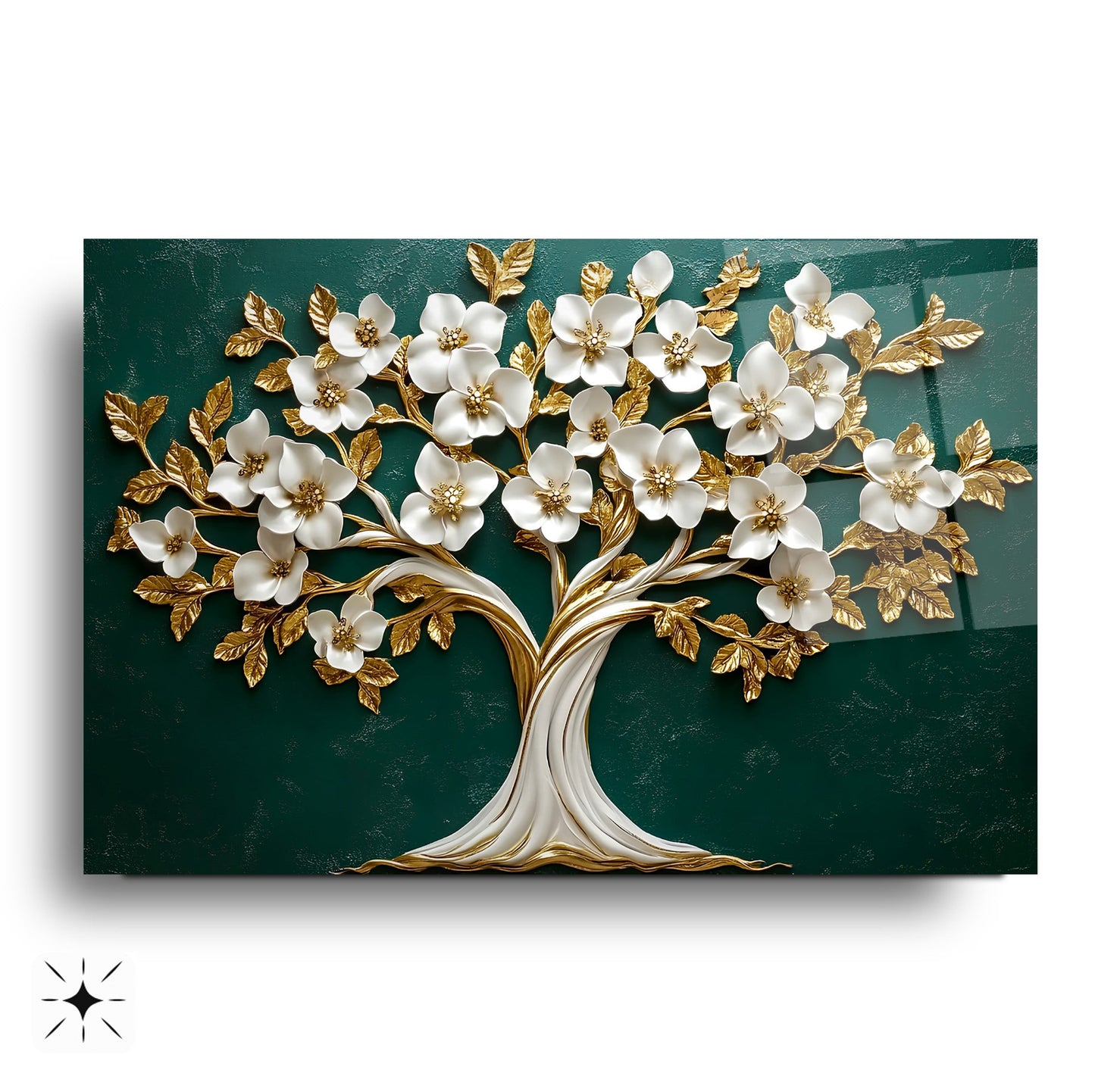 Çiçekli Hayat Ağacı Cam Tablo