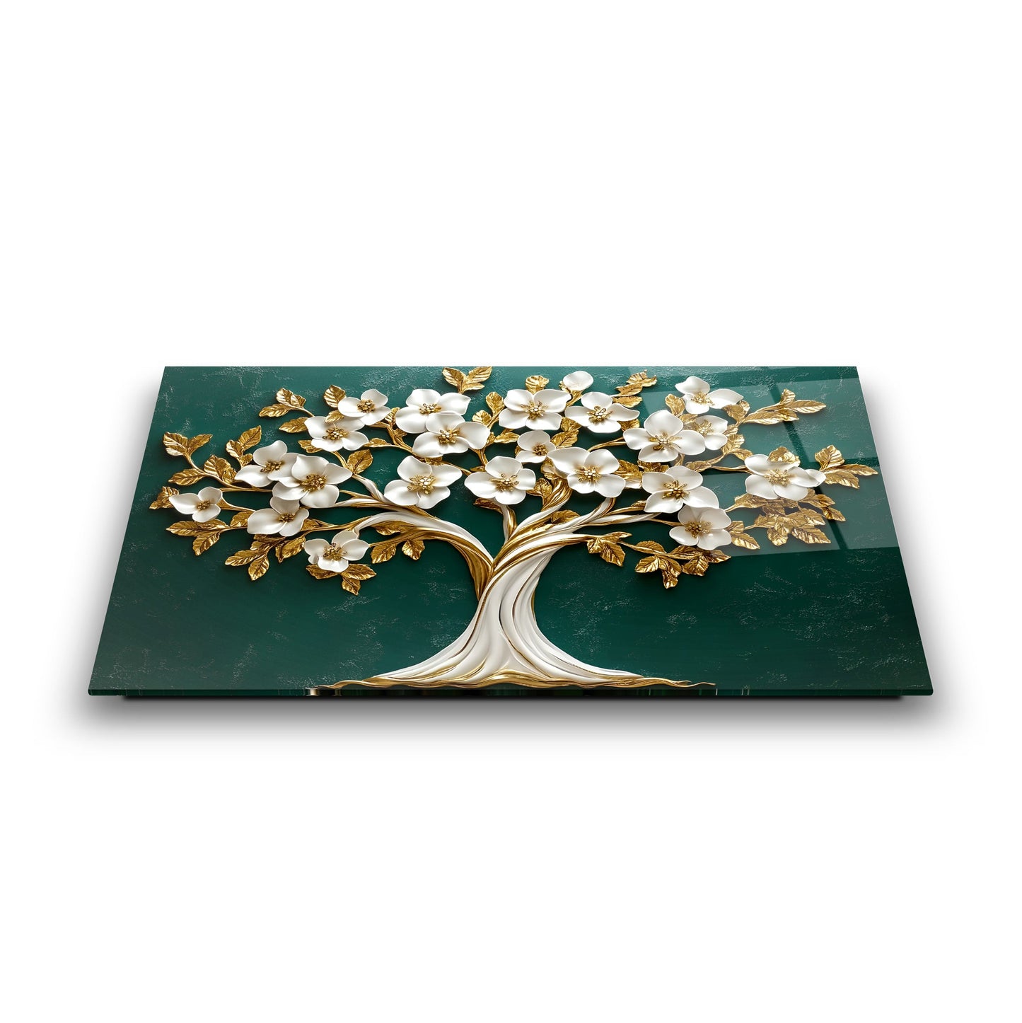 Çiçekli Hayat Ağacı Cam Tablo
