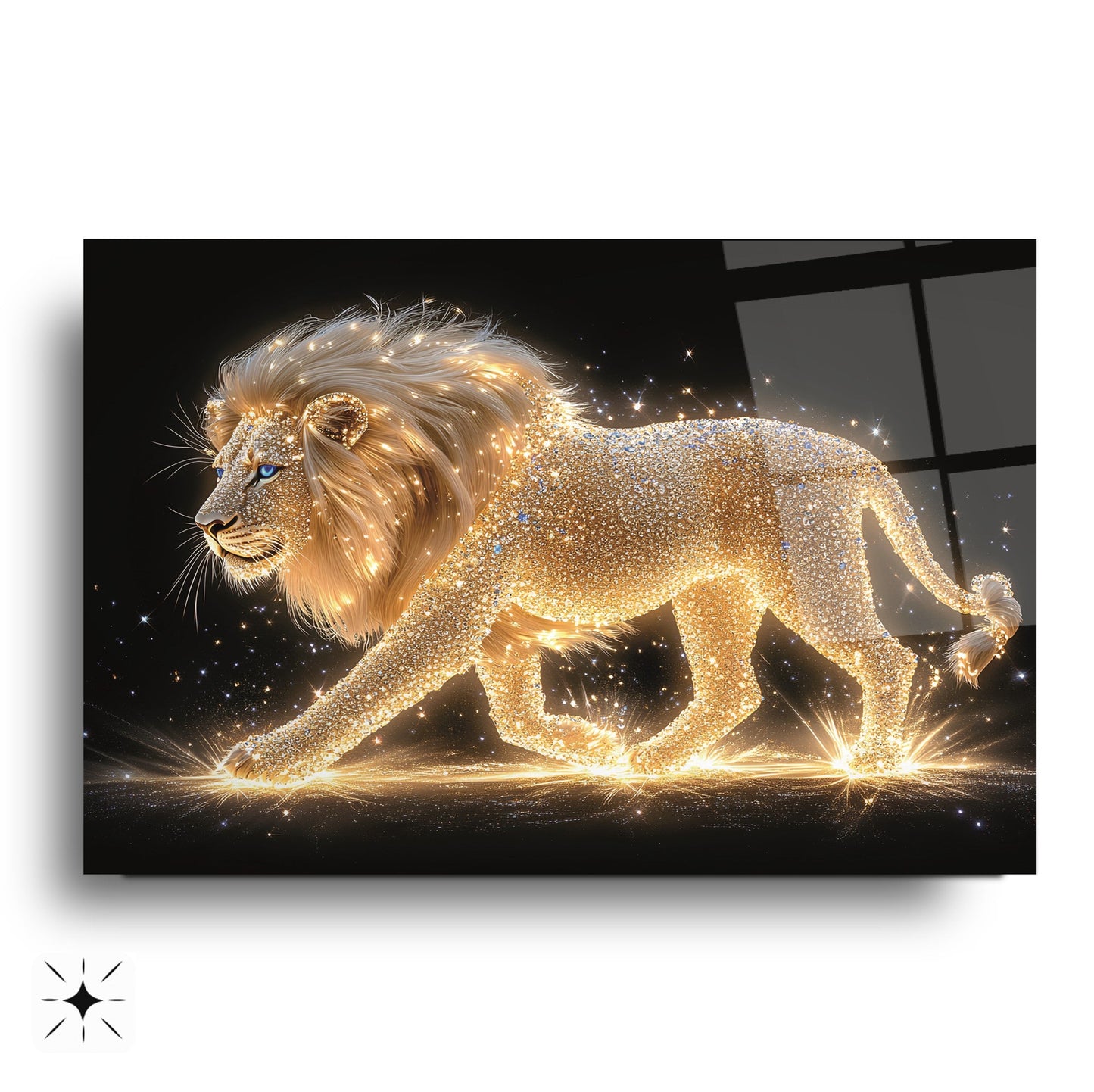 Işık Efektli Aslan Cam Tablo