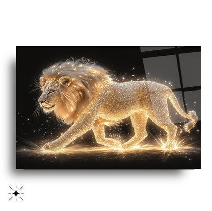 Işık Efektli Aslan Cam Tablo