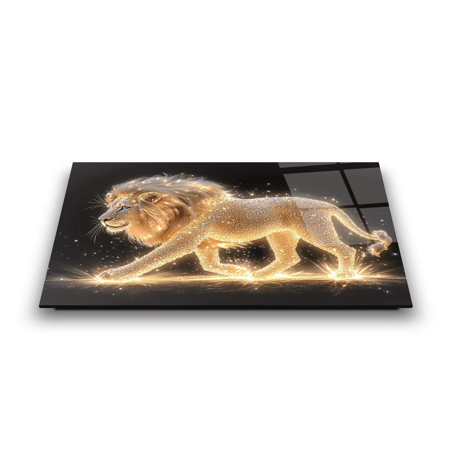 Işık Efektli Aslan Cam Tablo