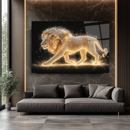 Işık Efektli Aslan Cam Tablo